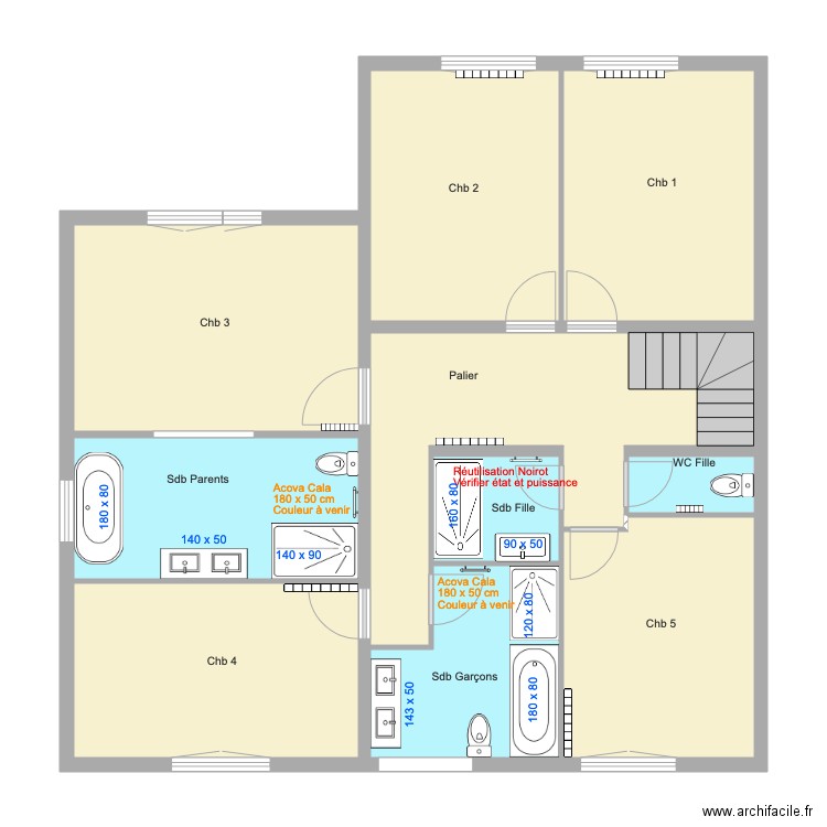 Etage sanitaire. Plan de 0 pièce et 0 m2