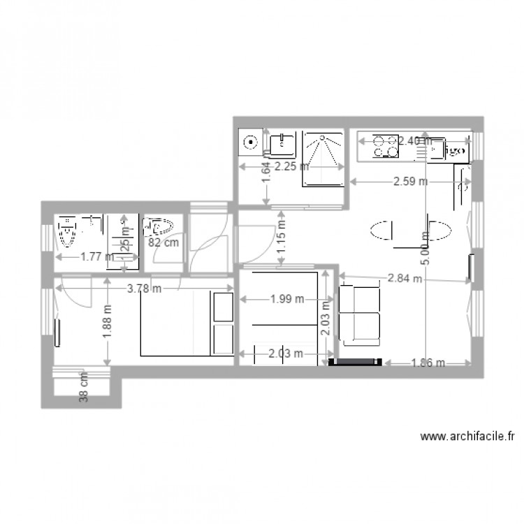 nouveau projet plan caire v3 cotations. Plan de 7 pièces et 37 m2