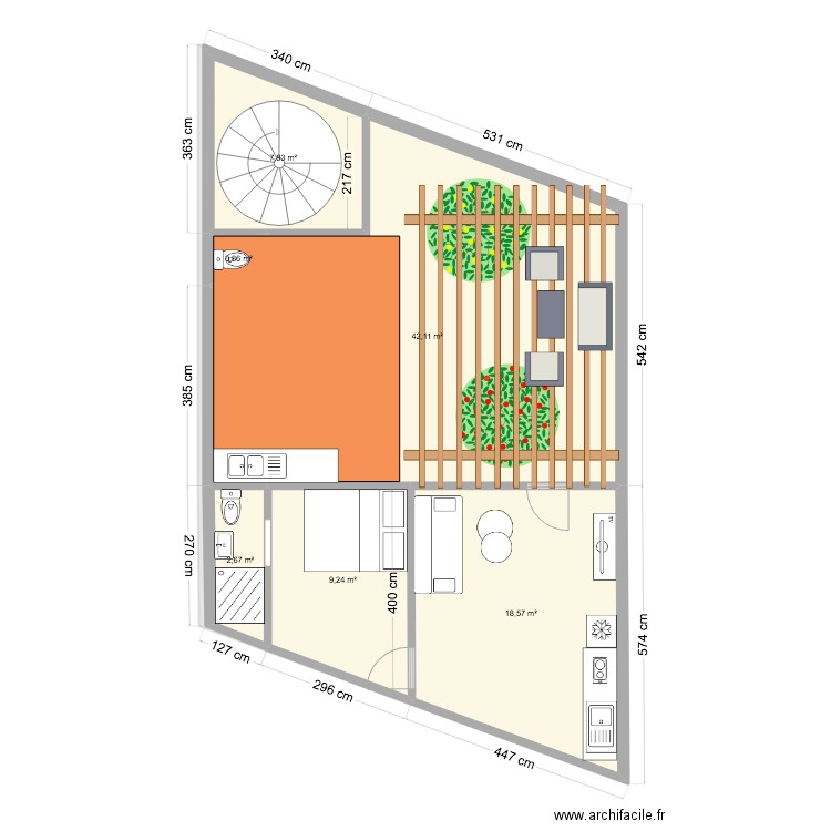 etage 1,2 et rooftop kitambo. Plan de 23 pièces et 235 m2