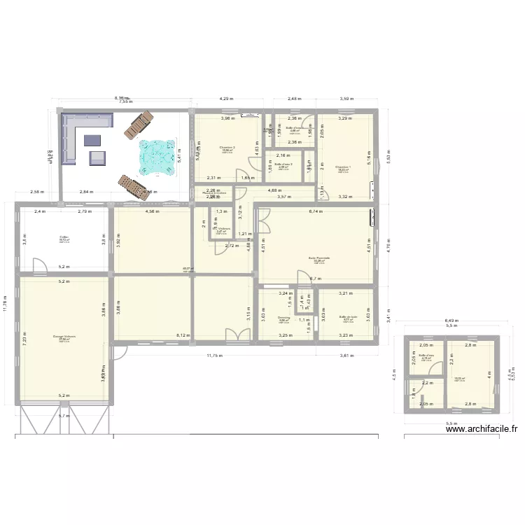 abidjan. Plan de 15 pièces et 240 m²