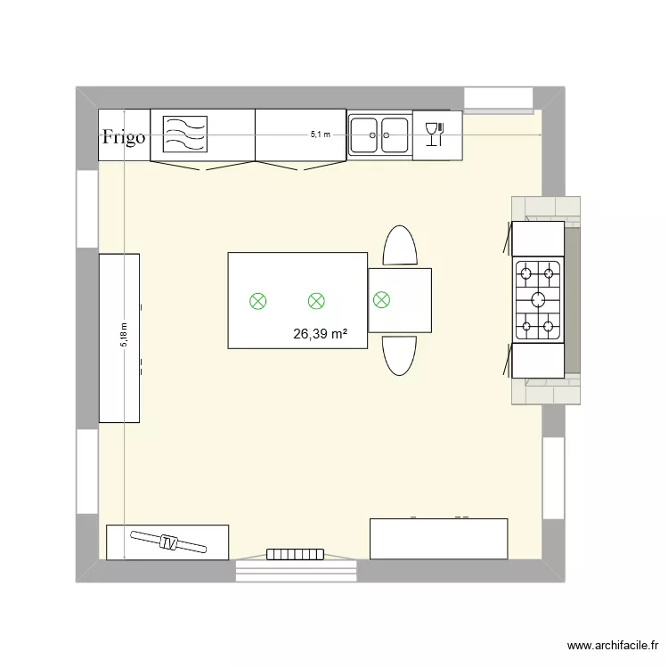 Cuisine plan 1. Plan de 1 et 26 m² Cuisine plan 1. Plan de 1 et 26 m²