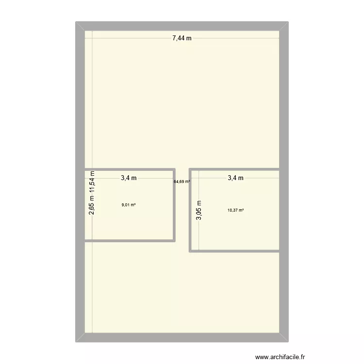 plan cass. Plan de 3  et 105 m²