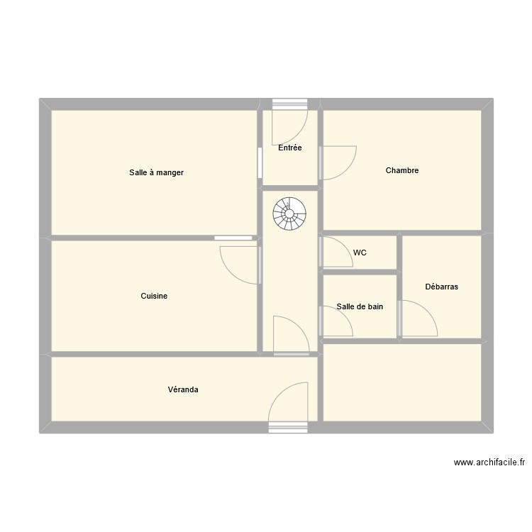 Disposition pièce ALIX. Plan de 9 pièces et 63 m2