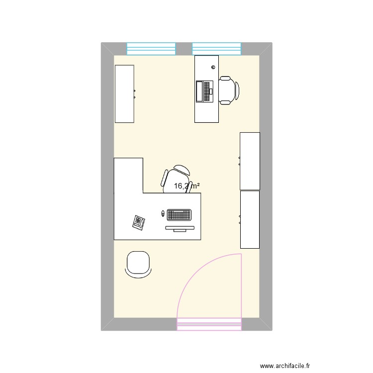 PLAN ONCO 2. Plan de 1 pièce et 16 m2