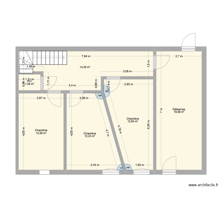Maison 3. Plan de 6 pièces et 71 m2