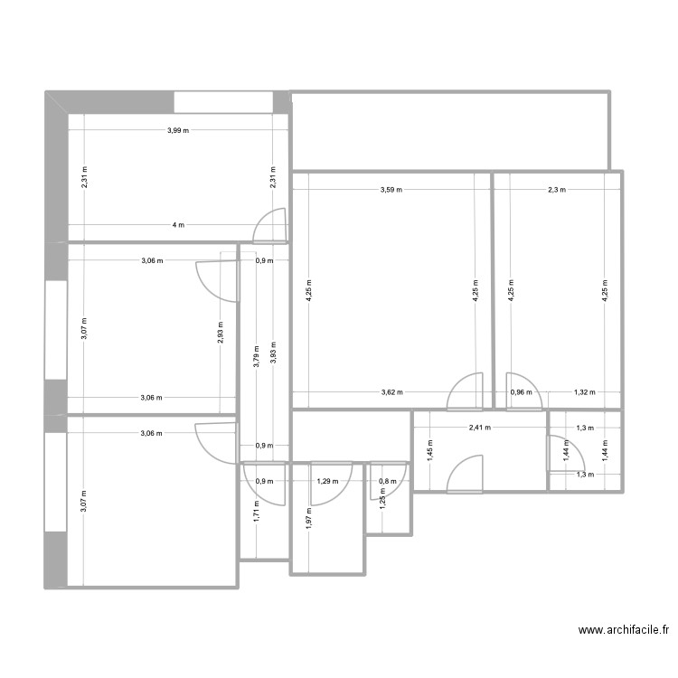 recou origine. Plan de 11 pièces et 67 m2