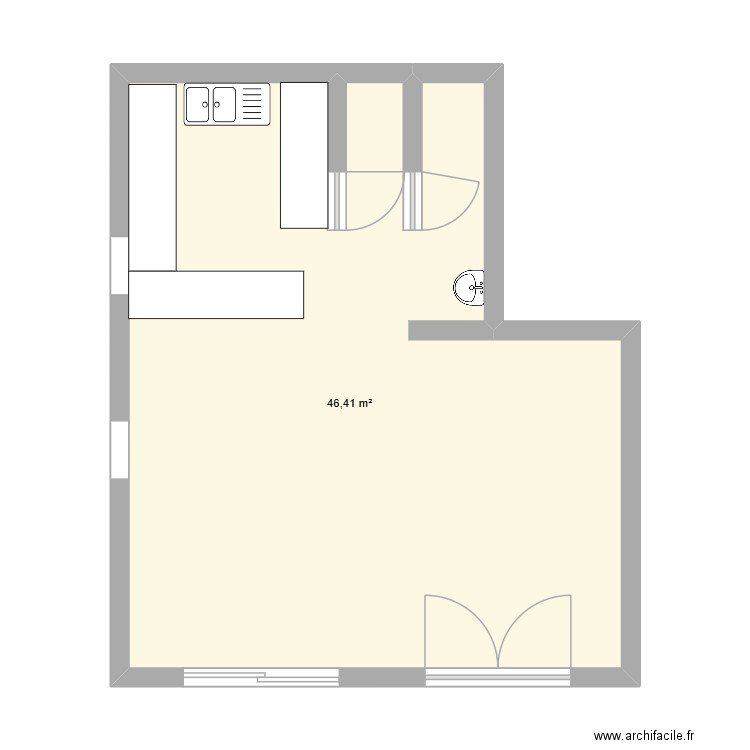 Loups. Plan de 1 pièce et 46 m2