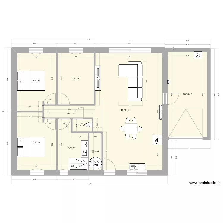 84m2 avec garage bonnes cotes. Plan de 