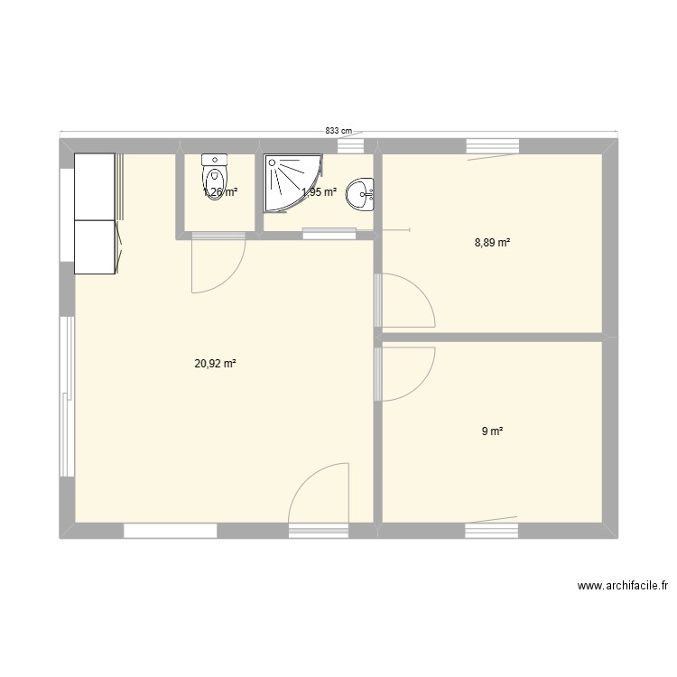 Yvelines. Plan de 5 pièces et 42 m2