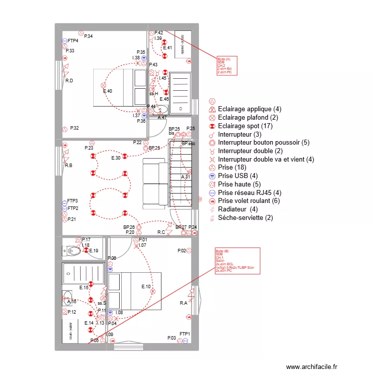 Costel. Plan de 6  et 54 m²
