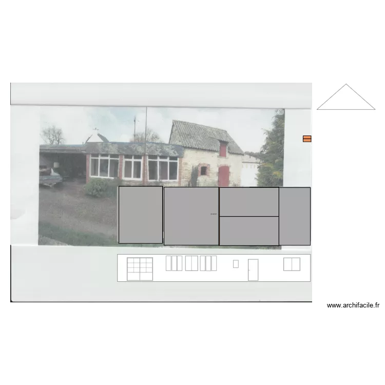 Fa&ccedil;ade + toitures. Plan de 