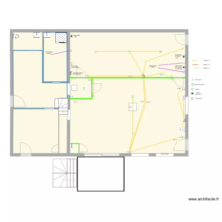 S&eacute;bastien projet. Plan de 5 pièces et 145 m²