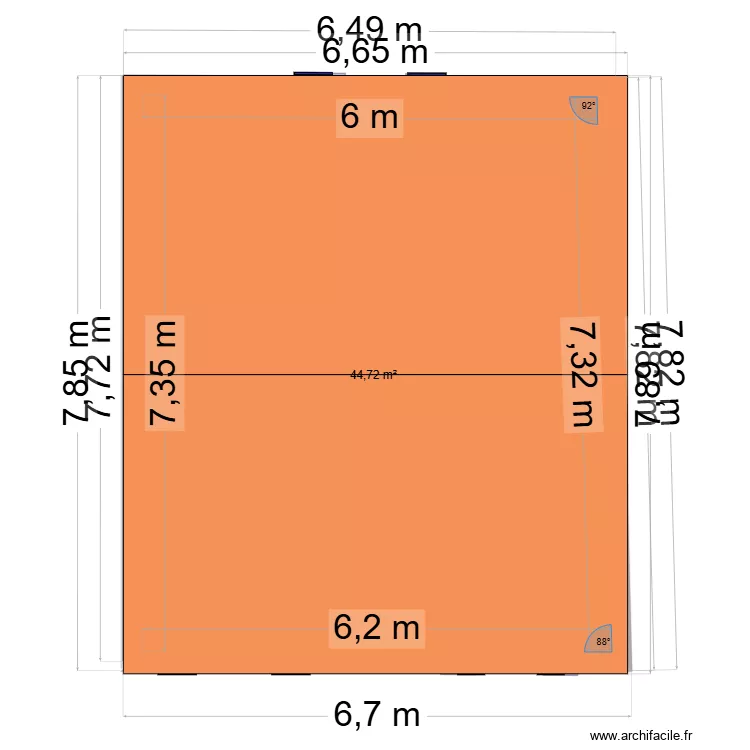 PLAN CATERINA 3. Plan de 2  et 85 m²