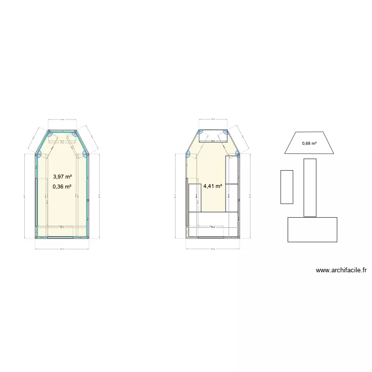 Coffee Trailer floorplan 2D - Different options. Plan de 