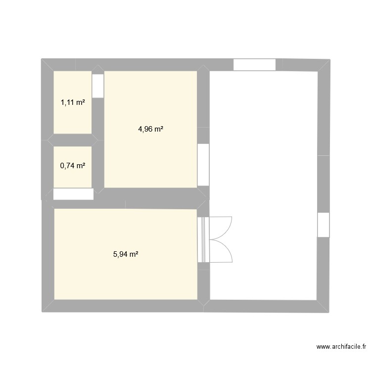wc salle de bain 1. Plan de 4 pièces et 13 m2