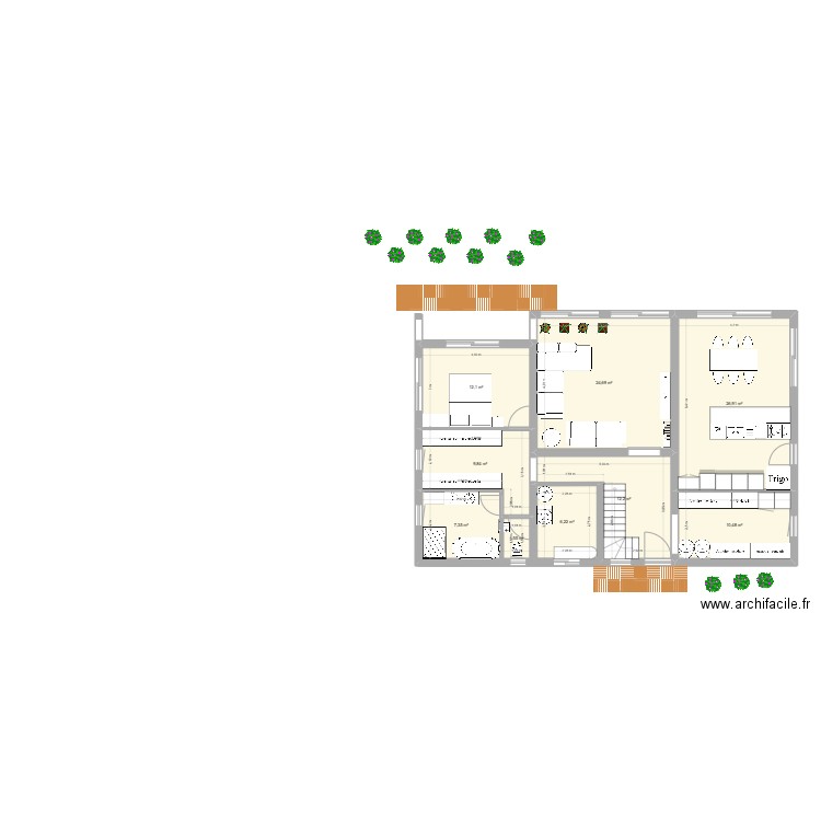 GIF V3 CUISINE OUEST. Plan de 9 pièces et 111 m2