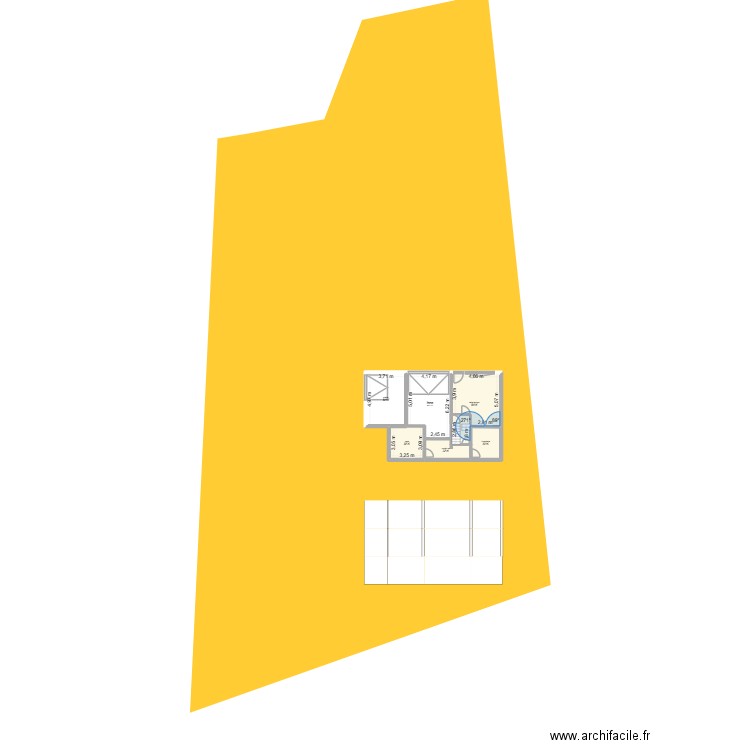 sous sol. Plan de 14 pièces et 214 m2
