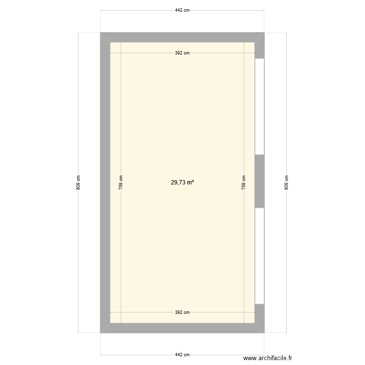 GARAGE COTE HANGAR2. Plan de 1 pièce et 30 m2