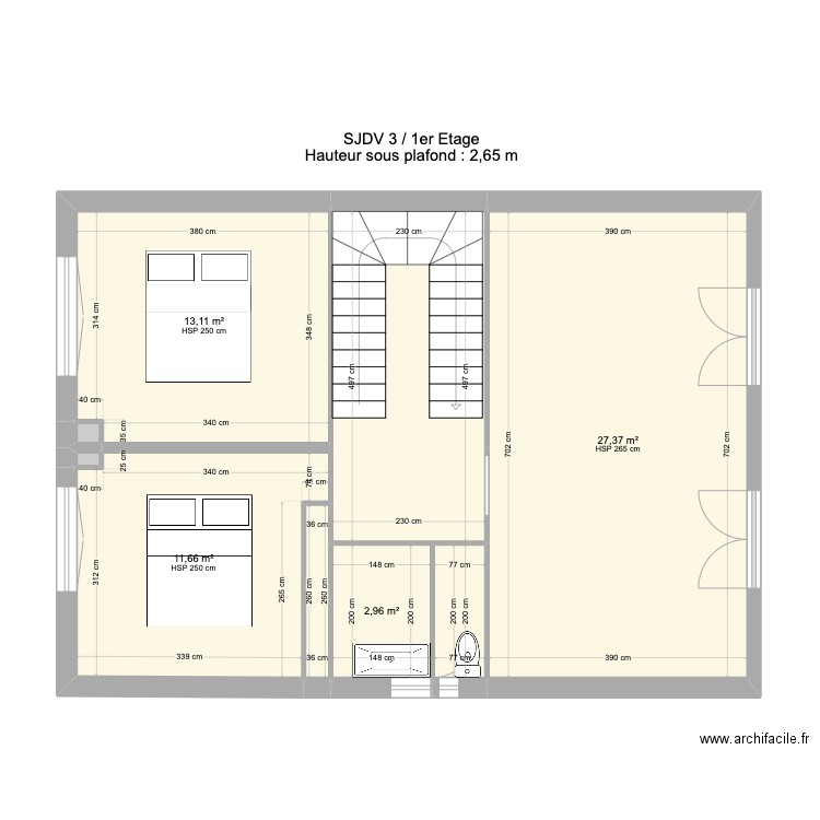 SJDV3 1 etage V1 + Isol. Plan de 9 pièces et 69 m2