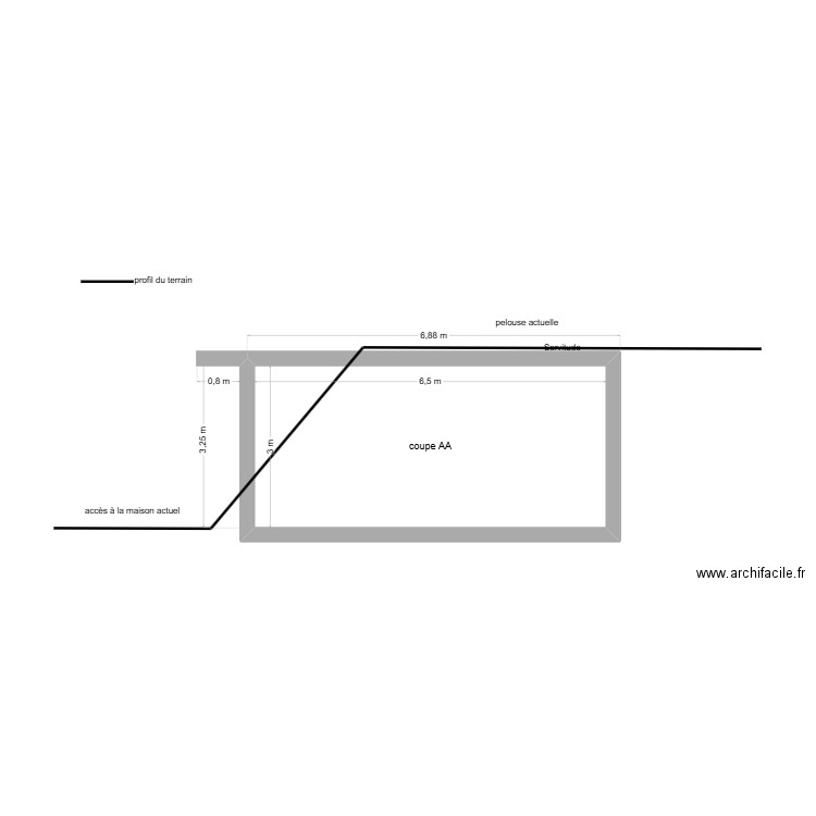 coupe AAv4. Plan de 1 pièce et 20 m2