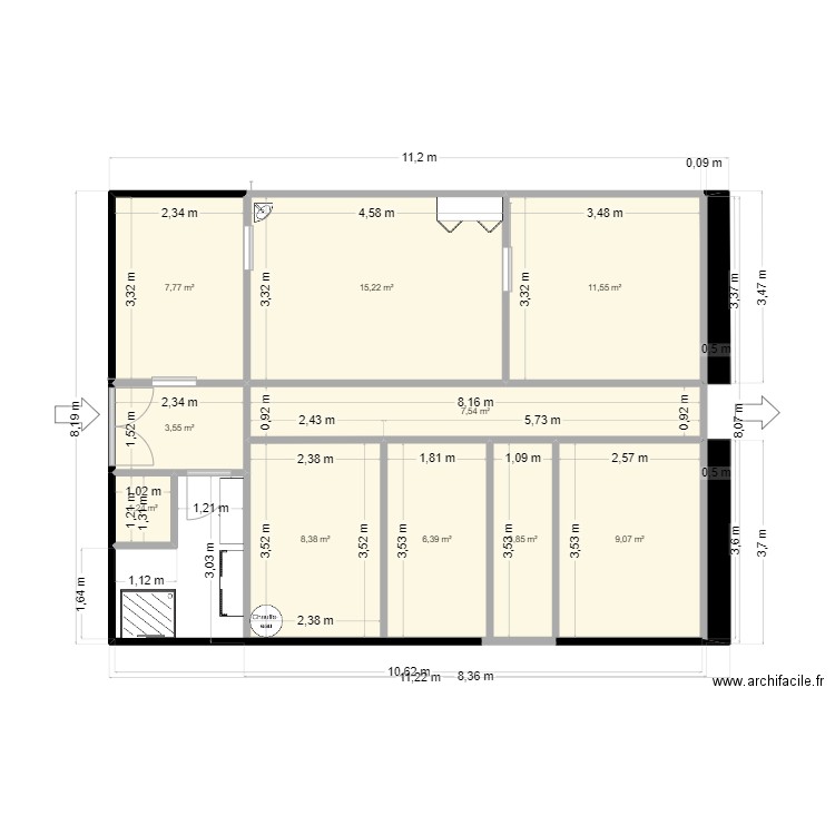 Version1. Plan de 10 pièces et 75 m2