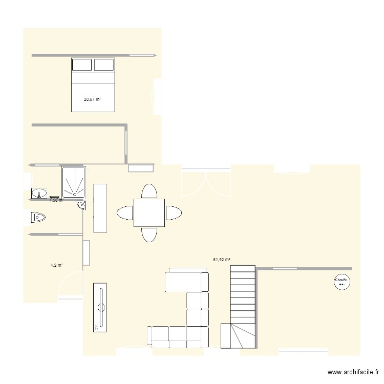 plan maison plouer. Plan de 4 pièces et 91 m2