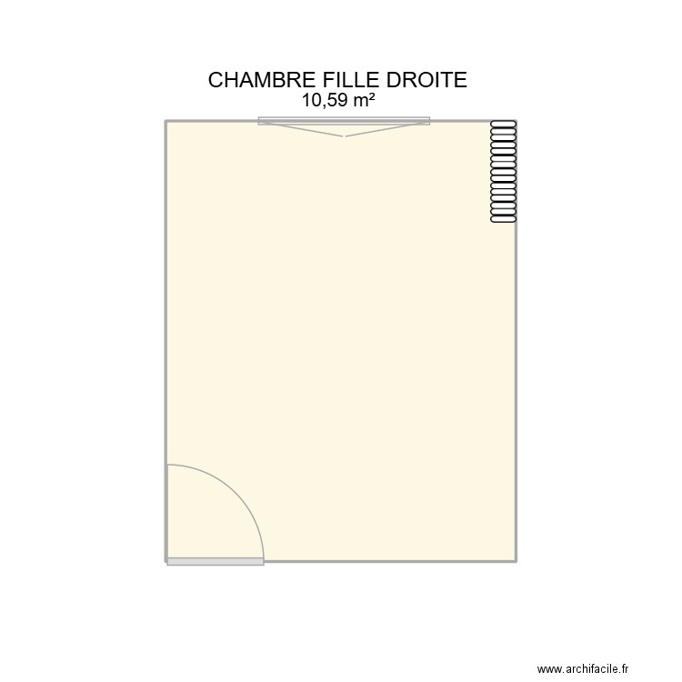 CHAMBRE FILLE DROITE. Plan de 1 pièce et 11 m2