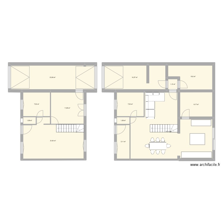 Maio=son. Plan de 13 pièces et 167 m2