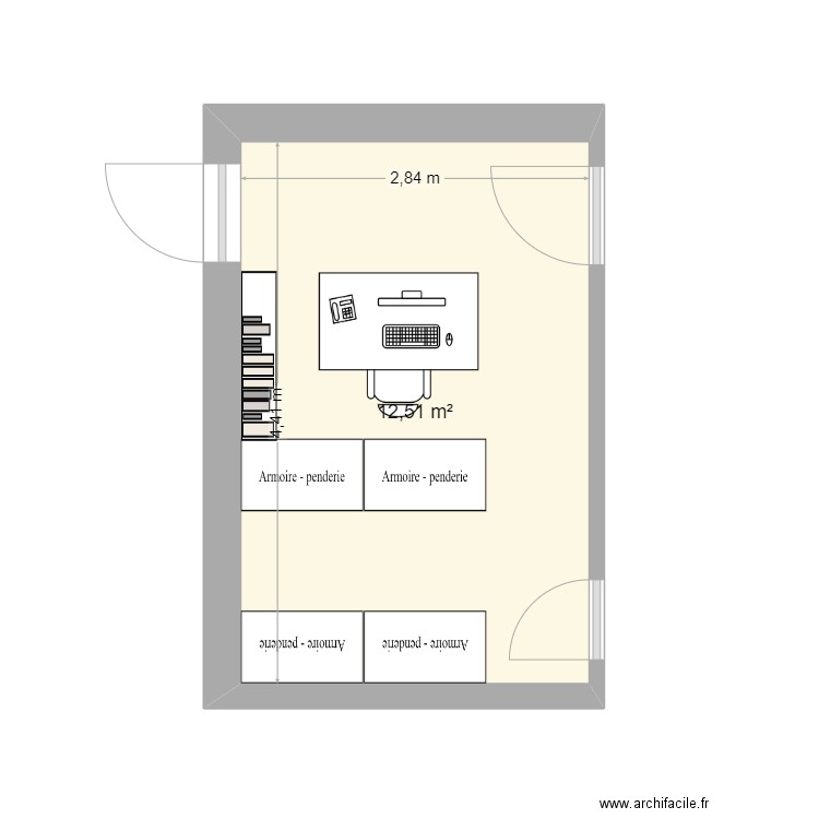 Washington dressing. Plan de 1 pièce et 13 m2