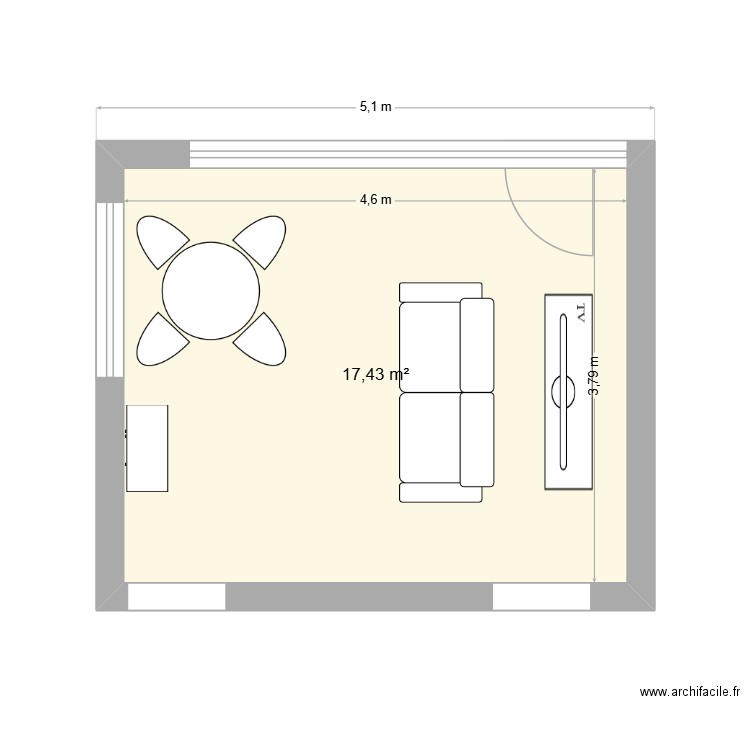 salon appartement vente public bottermans. Plan de 1 pièce et 17 m2