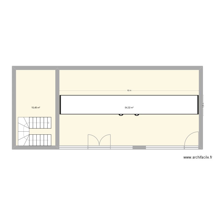 plan façade crespain. Plan de 2 pièces et 70 m2