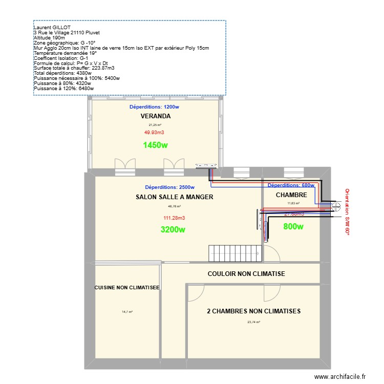 GILLOT. Plan de 5 pièces et 118 m2