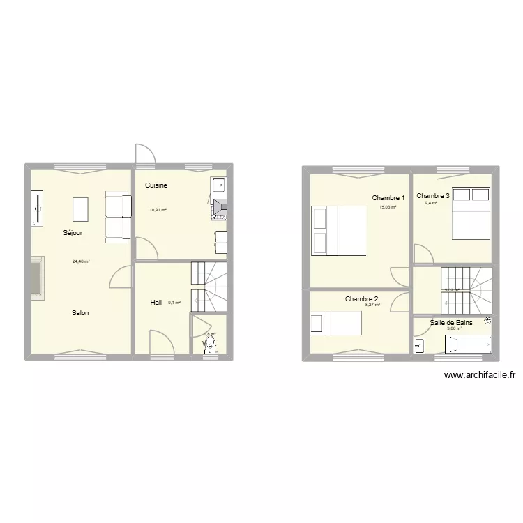 M GMF1. Plan de 9  et 88 m²
