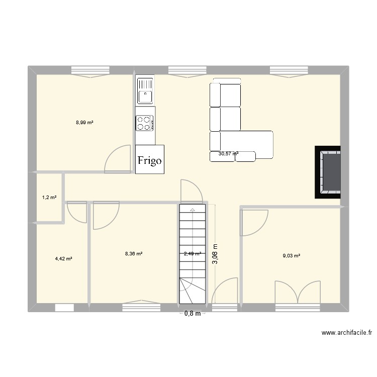 Plan d projet. Plan de 7 pièces et 65 m2