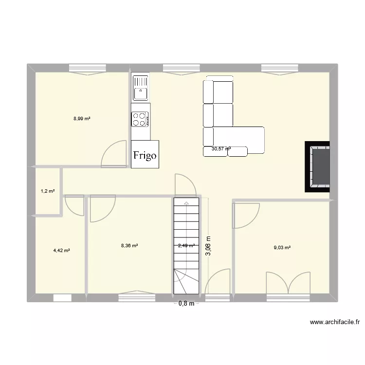 Plan d projet. Plan de 7  et 65 m²