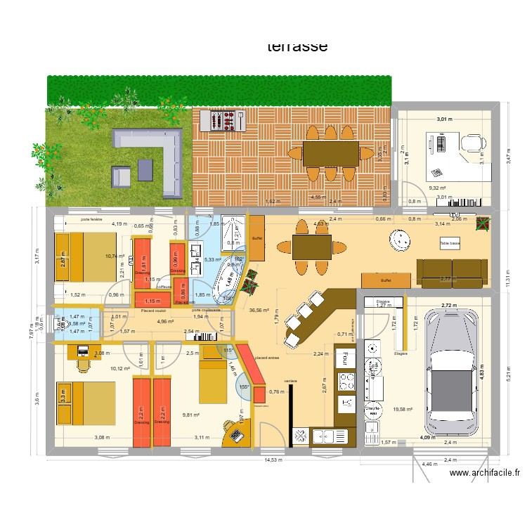 plan wilfrid. Plan de 9 pièces et 108 m2