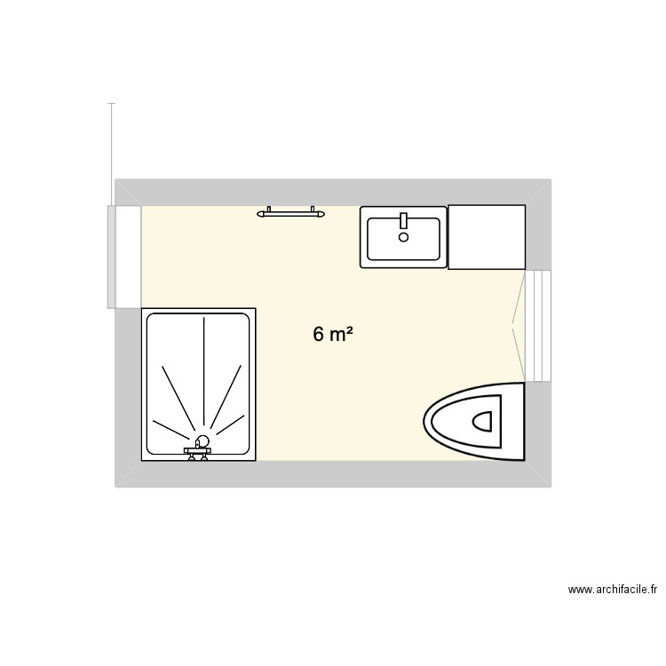 Salle d'eau. Plan de 1 pièce et 6 m2