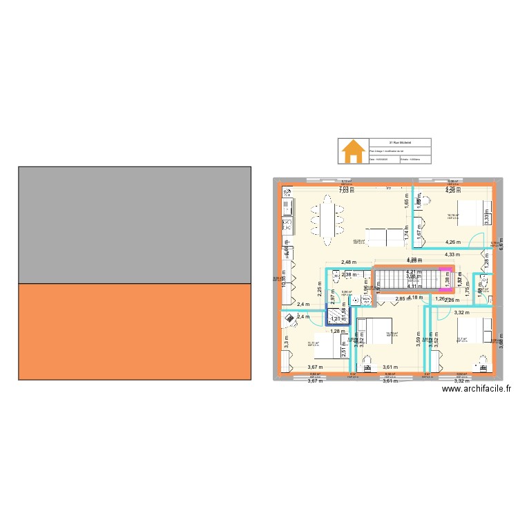 ETAGE 2.2. Plan de 21 pièces et 109 m2