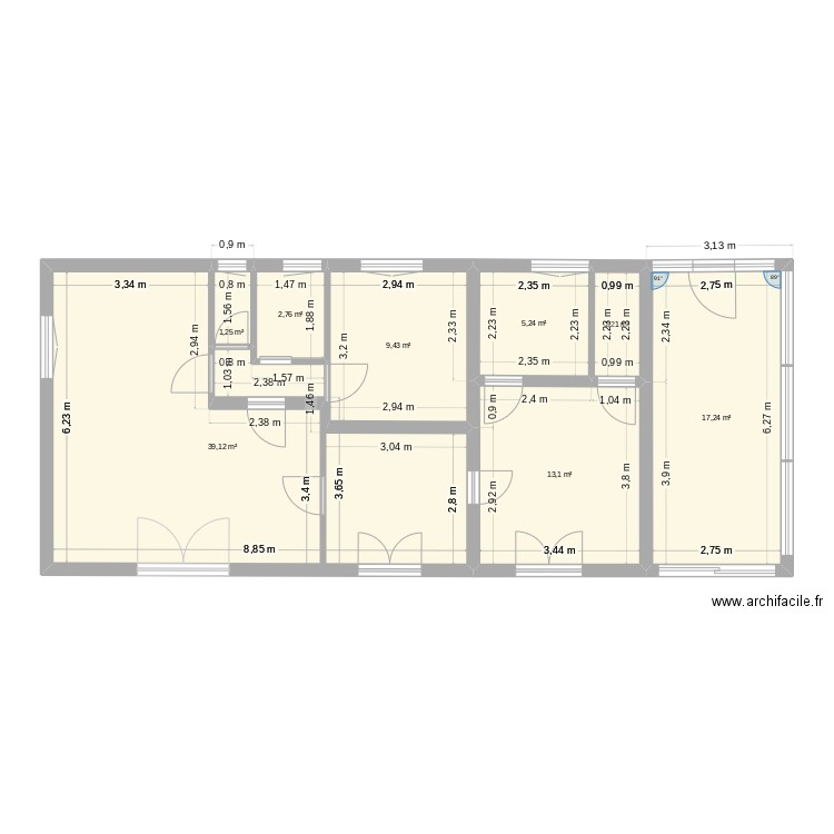 lugos modif 1. Plan de 8 pièces et 90 m2