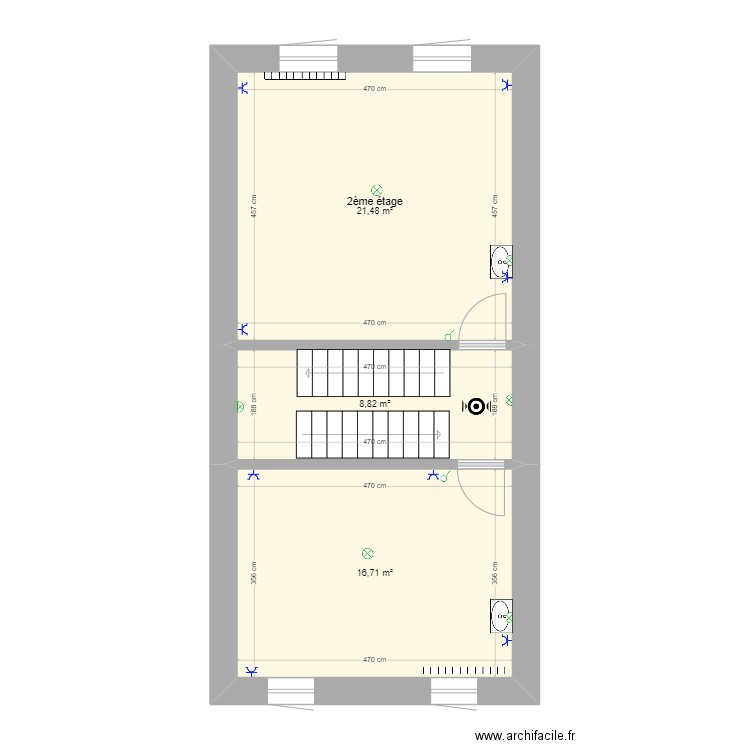 Montigny 110 2ème. Plan de 3 pièces et 47 m2