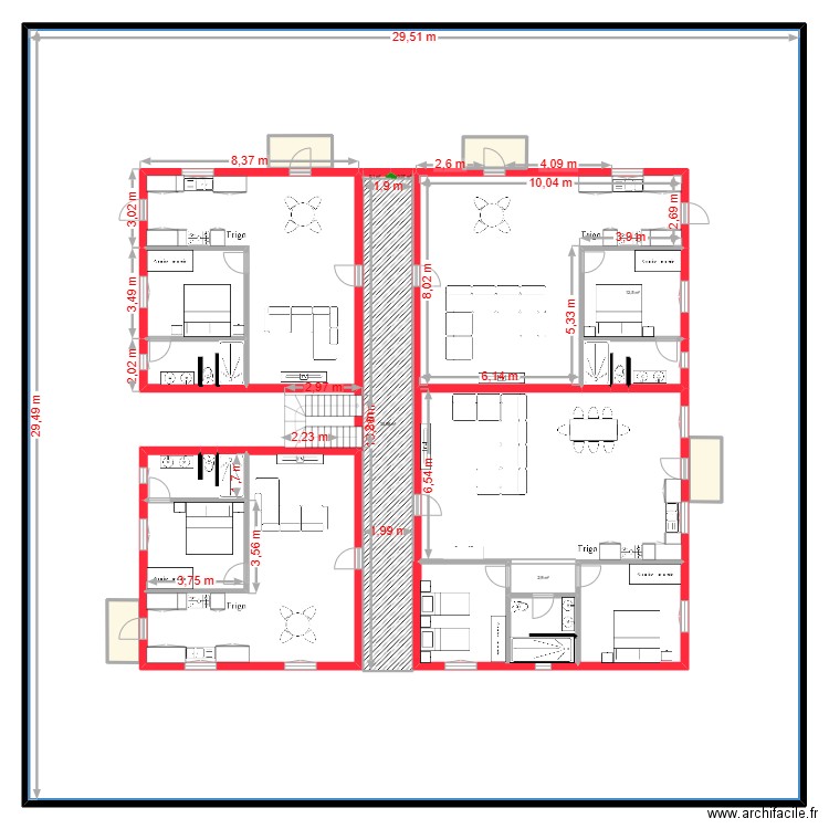 Définitif - Etage Avec balcons et quelques cotes. Plan de 20 pièces et 1157 m2
