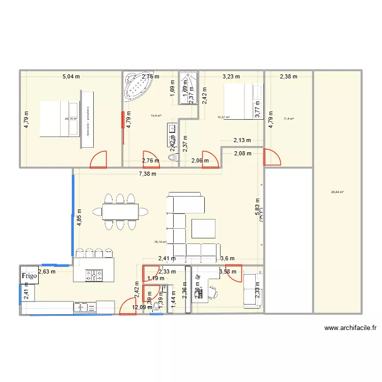 Maison 4. Plan de 6 pièces et 171 m²