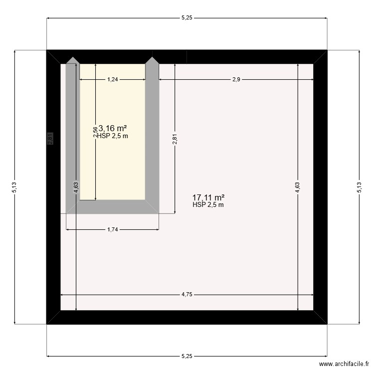 123. Plan de 2 pièces et 20 m2