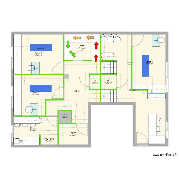 Dr Chasme Joénice. Plan de 12 pièces et 97 m2