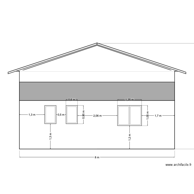 Façade est. Plan de 0 pièce et 0 m2