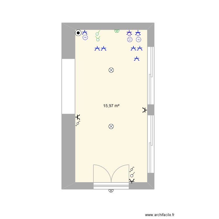 Veranda cuisine. Plan de 1 pièce et 16 m2