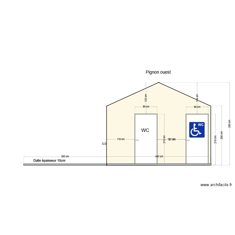 plan local pétanque pignon ouest-3. Plan de 2 pièces et 69 m2