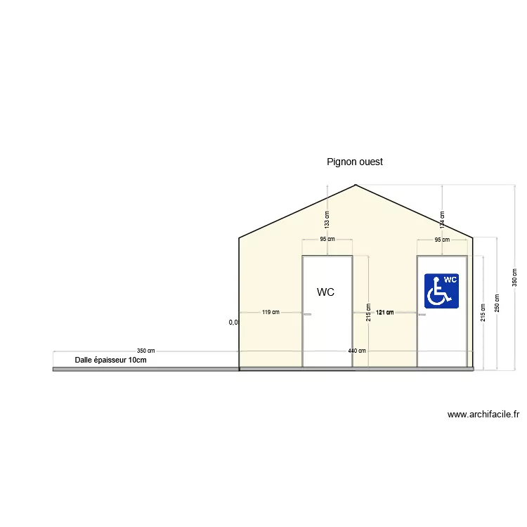 plan local p&eacute;tanque pignon ouest-3. Plan de 2 pièces et 69 m²