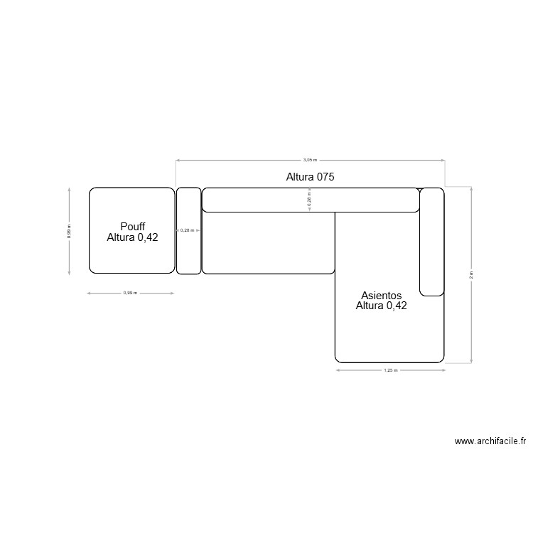 divan. Plan de 0 pièce et 0 m2
