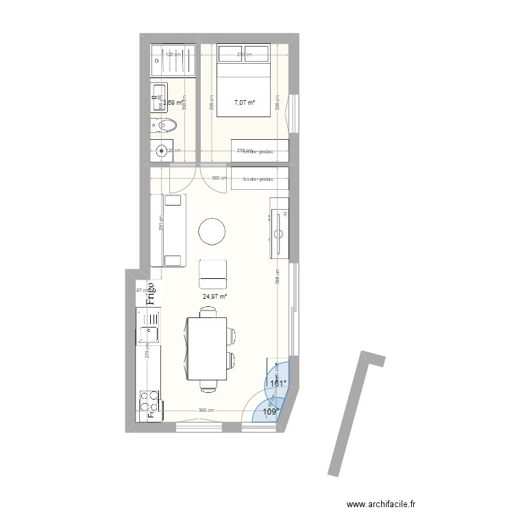 aménagement garage paix. Plan de 3 pièces et 36 m2